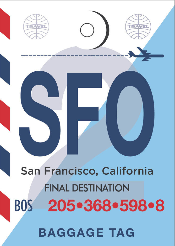 SFO Luggage Tag Poster Magnet