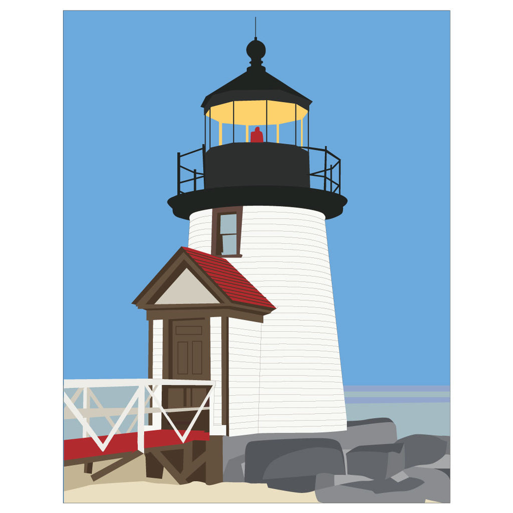 Brant Point Nantucket Lighthouse  Magnet & Greeting Card