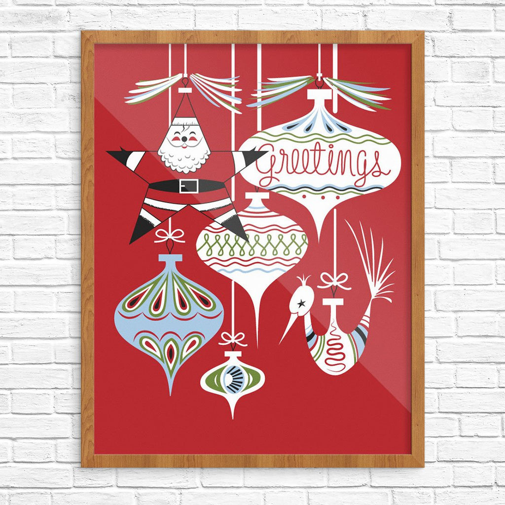 Santa Ornament Greetings 11 x 14 Print