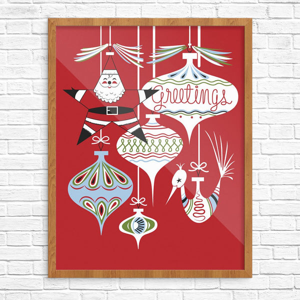 Santa Ornament Greetings 11 x 14 Print