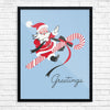 Santa Candy Cane Greetings Print