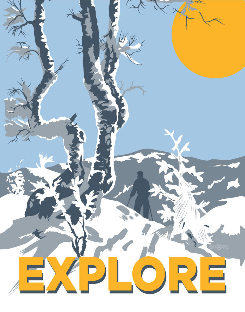 Explore Snowy Skier Magnet