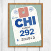 Chicago Luggage Tag 11 x 14 Print