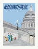 Family Visiting the US Capital Building Travel Poster Magnet