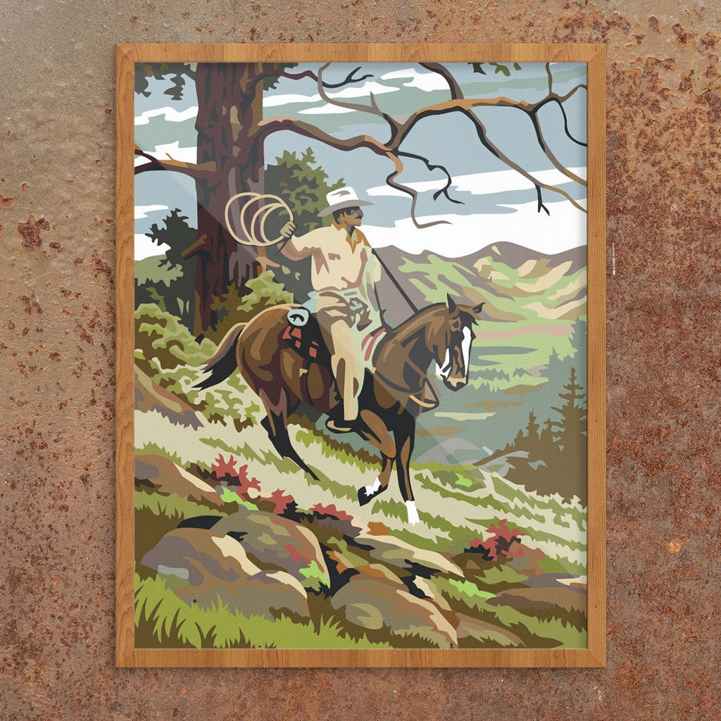 Paint By Number Cowboy on Slope Print