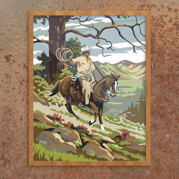 Paint By Number Cowboy on Slope Print