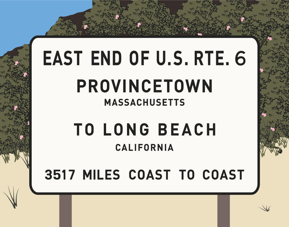 RTE 6 Provincetown to Long Beach Sign Magnet