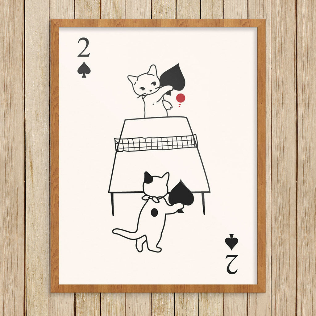 Cats Playing Ping Pong 11 x 14 Print