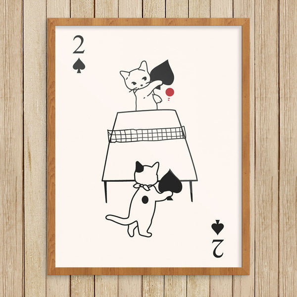 Cats Playing Ping Pong 11 x 14 Print