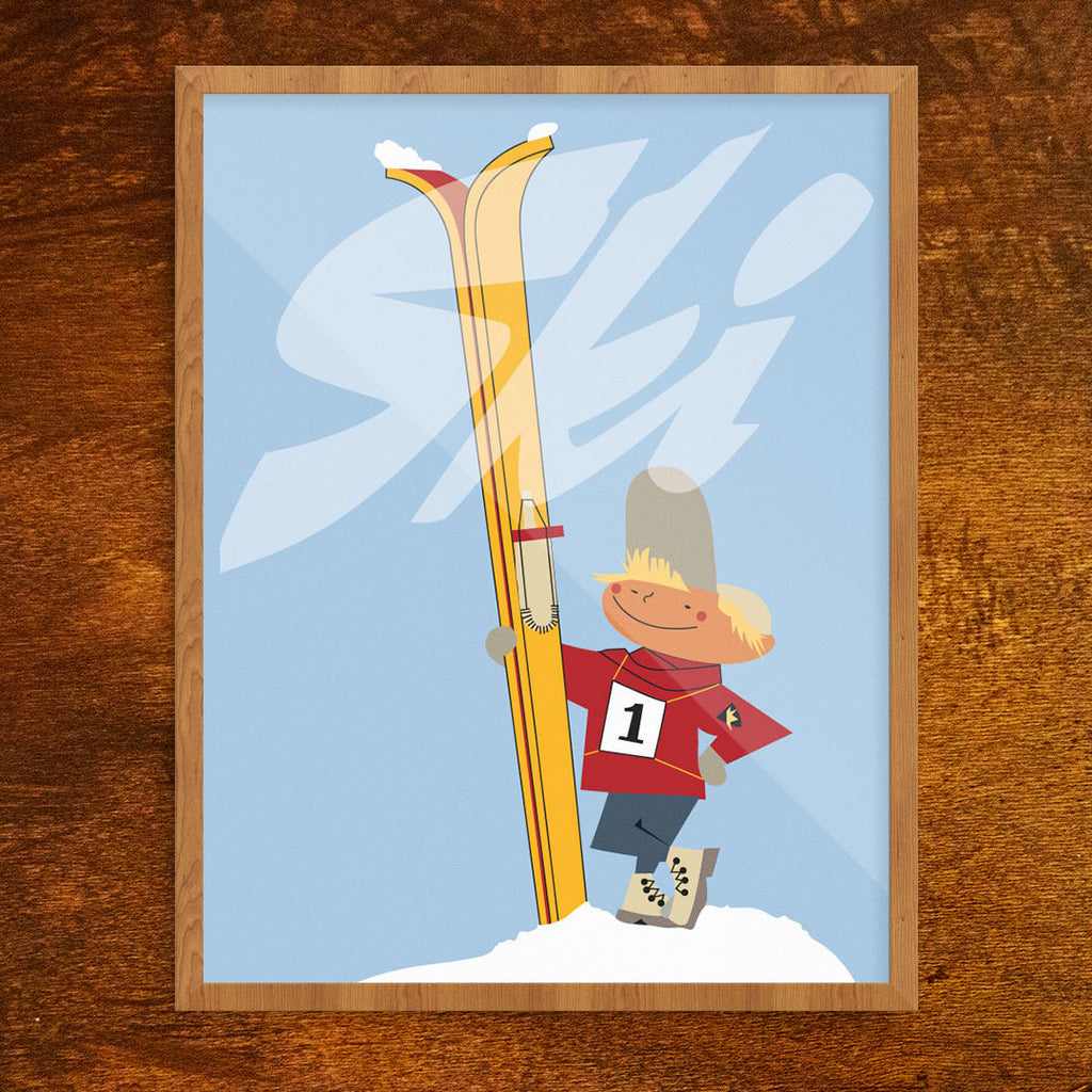 Happy Boy and Ski's  11 x 14 Print