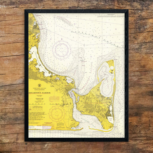 Edgartown Harbor Nautical Chart 11 x 14 Print