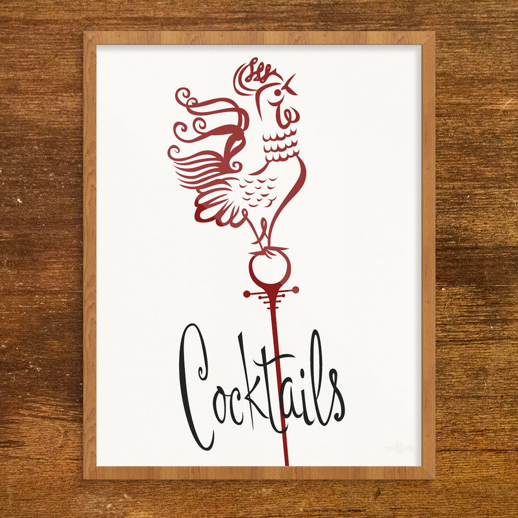 Rooster Cocktails on a Stick 11 x 14 Print