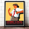 Scally Cap Drink Local Somerville 11 x 14 print