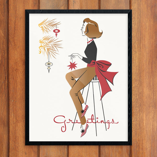 Christmas Greetings Woman 11 x 14 Print