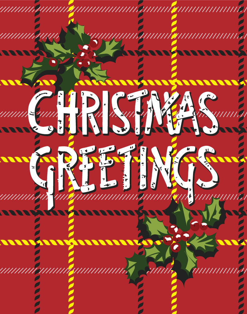 Christmas Greetings on Plaid Magnet