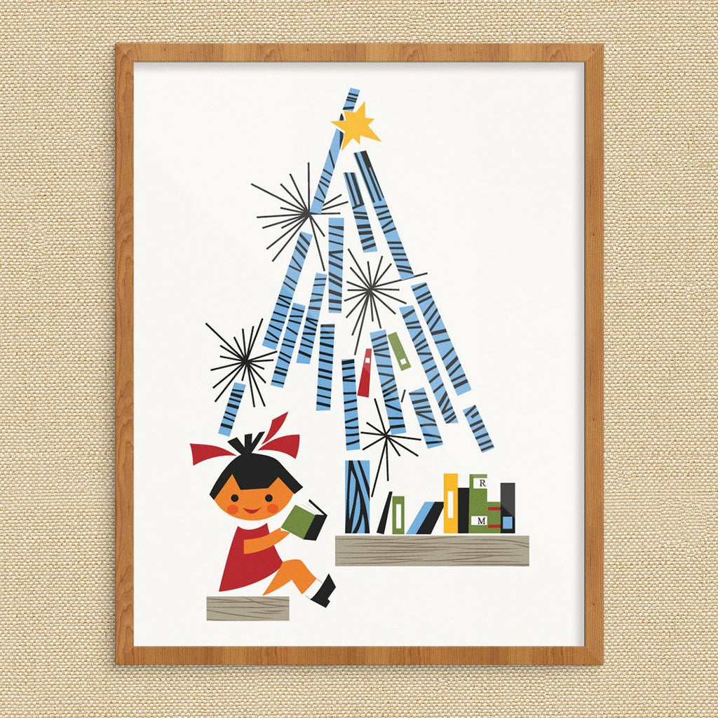 Children's Books Under The Christmas Tree Print