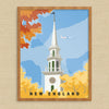 New England Church Steeple Travel Poster Print