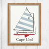 Cape Cod Beetle Cat with a Striped Sail 11 x 14 Print