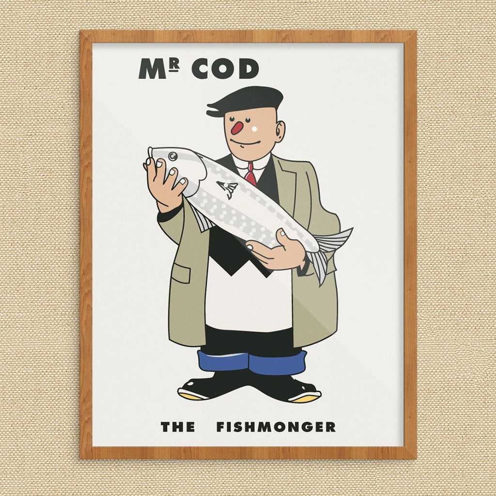 Cod Fishmonger Mr Cod the Fishmonger Print – Fridgedoor