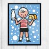 Little Boy with Milk & Cheese Print