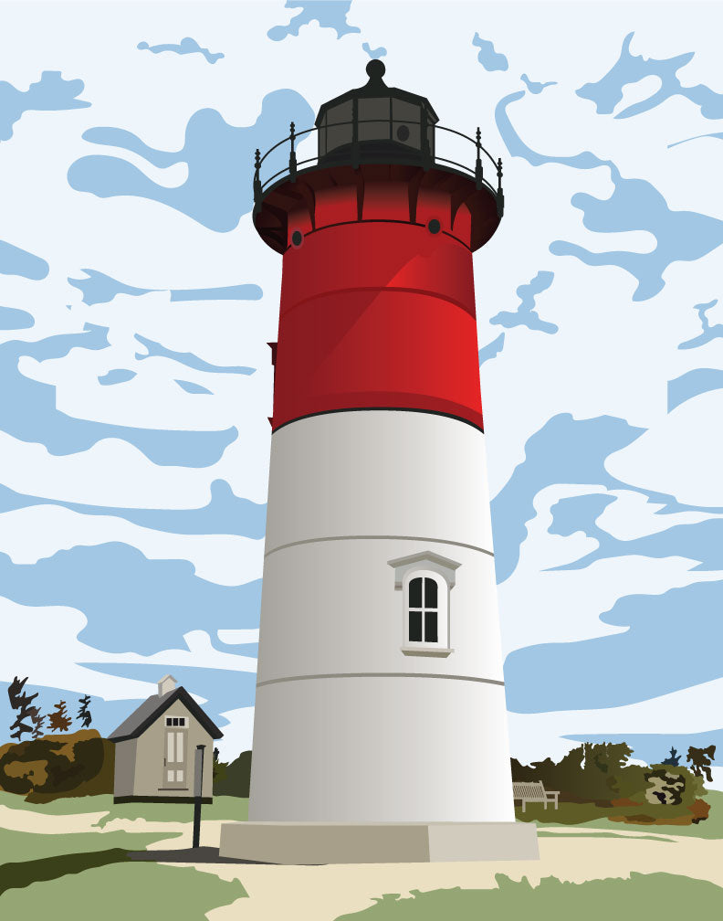 Nauset Light Cape Cod Magnet & Greeting Card