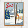 Ski Train and Warm Cabin Ski Poster