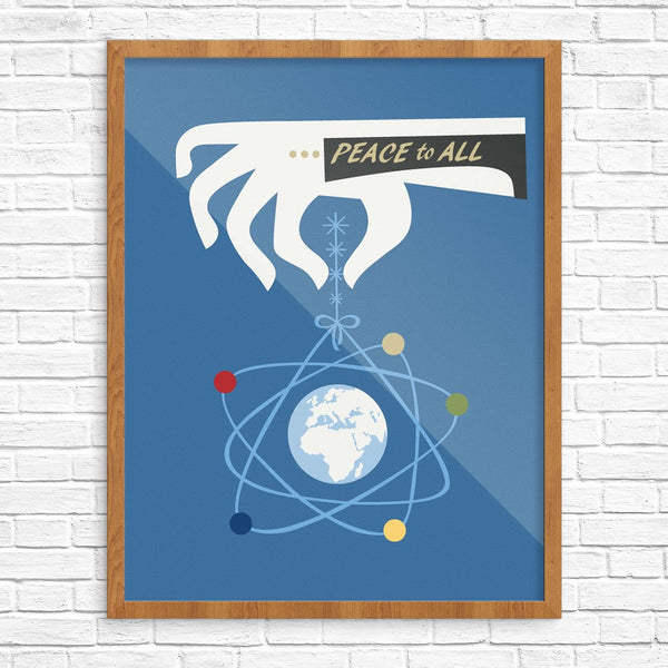 Peace to All Mid-Century Mordern Christmas Print