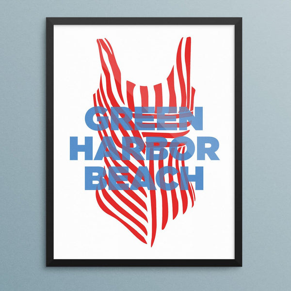 Green Harbor Beach Bathing Suit Print